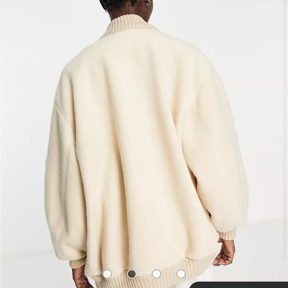 NEW ASOS Design Brushed Bomber in Stone - Picture 2 of 13